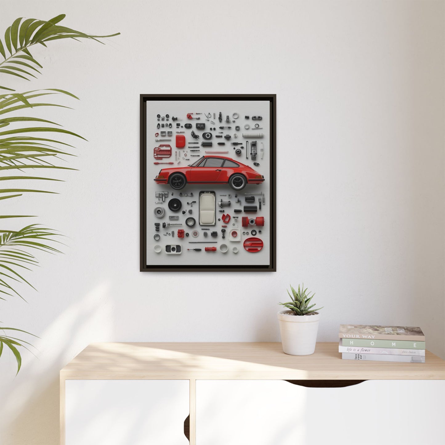 Red Classic Porsche Framed Canvas