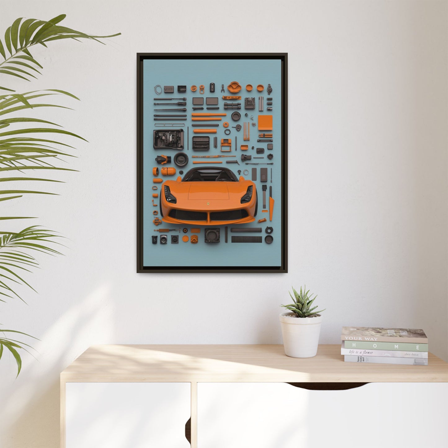 Orange Ferrari Framed Canvas