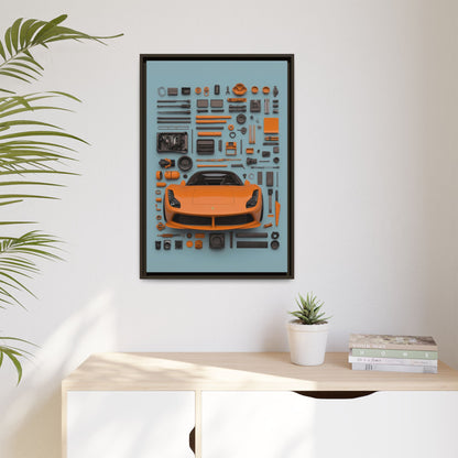 Orange Ferrari Framed Canvas