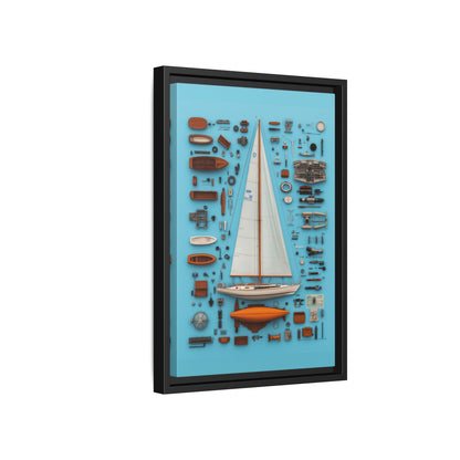 Sailboat White Framed Canvas