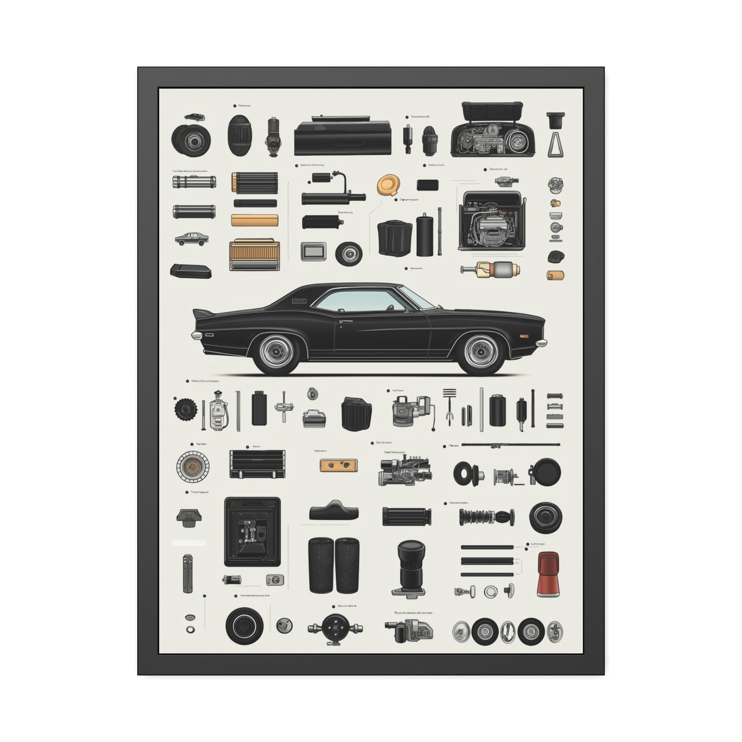 Black Mustang Framed Poster US