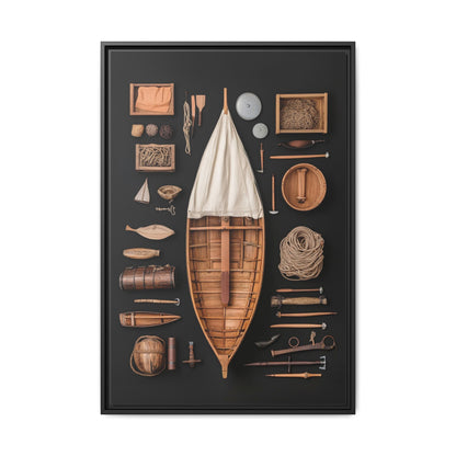 Wood Boat Framed Canvas