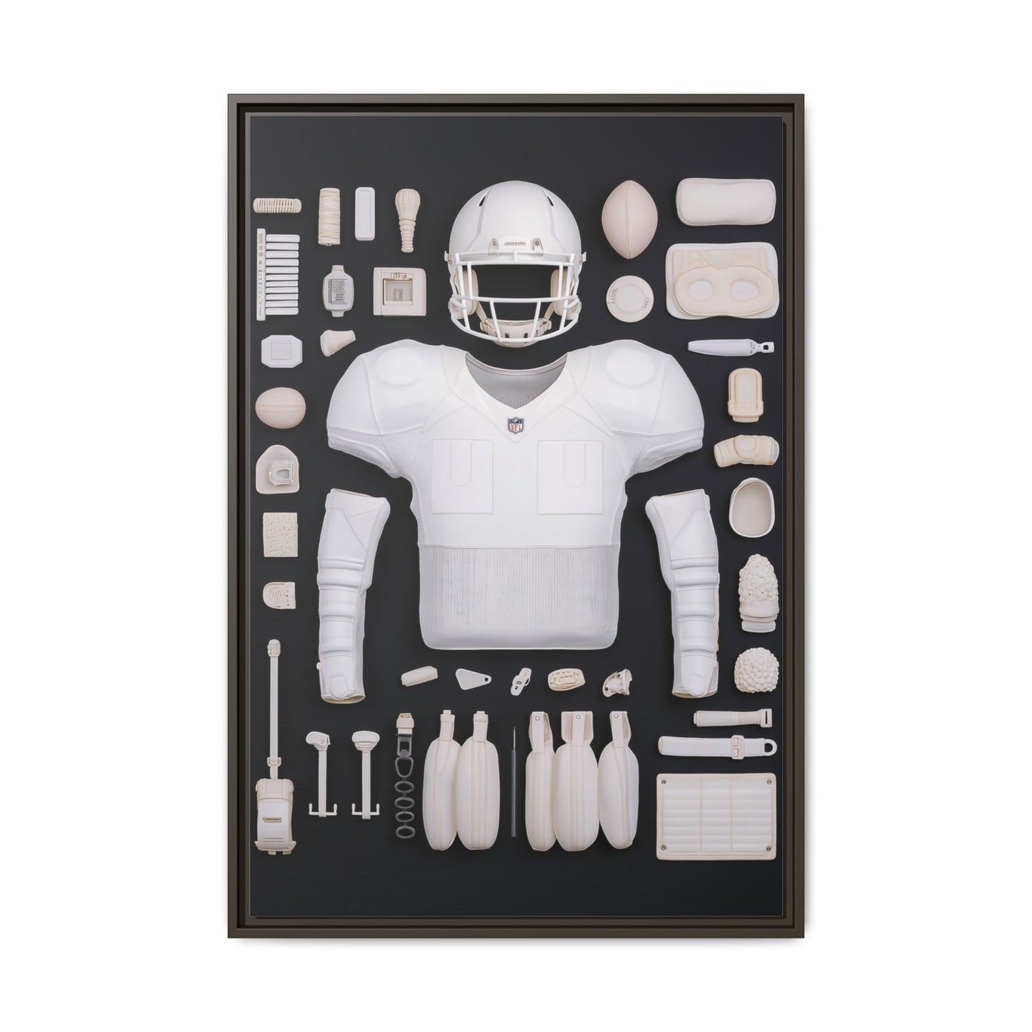 American Football Black Framed Canvas