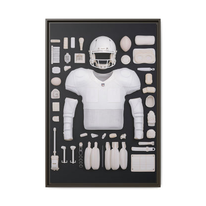 American Football Black Framed Canvas