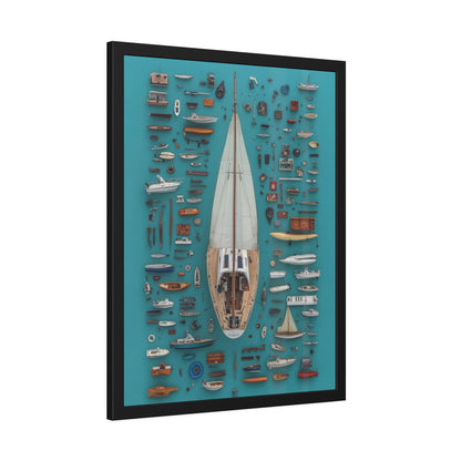 Sailboat Blue Framed Poster US