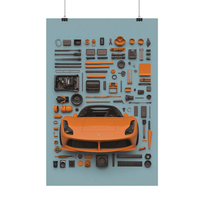 Orange Ferrari Rolled Poster