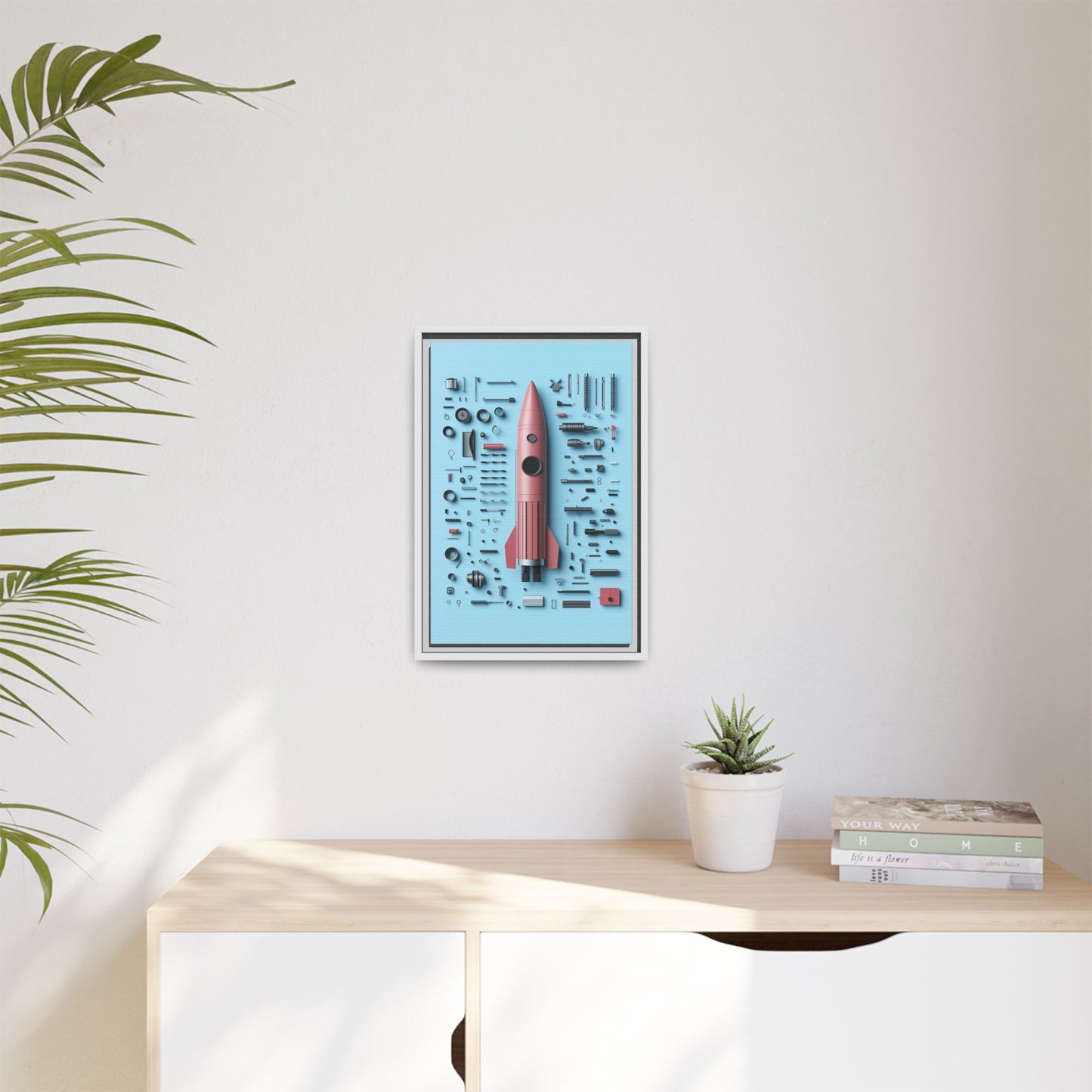 Pink Rocket Framed Canvas