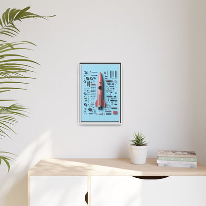 Pink Rocket Framed Canvas
