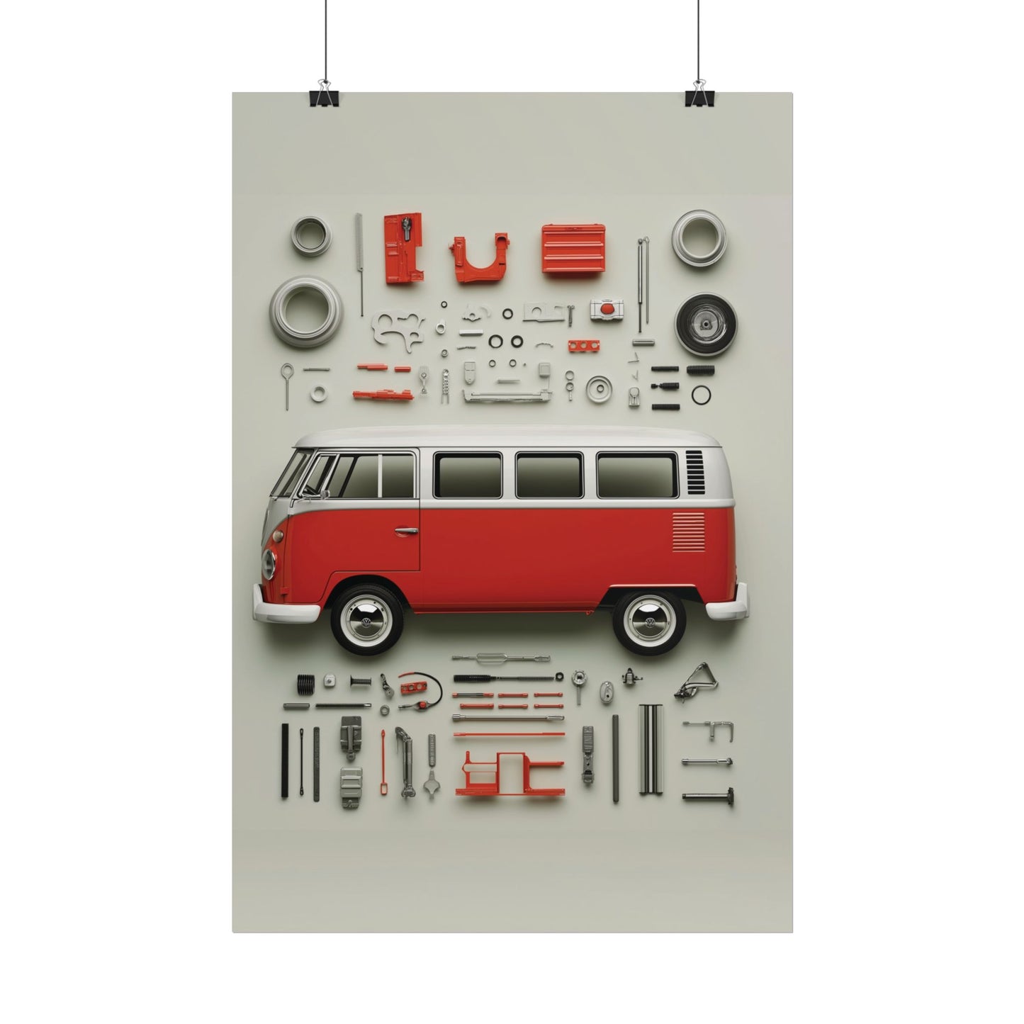 Red Classic Van Rolled Poster