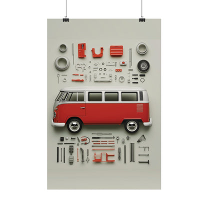 Red Classic Van Rolled Poster