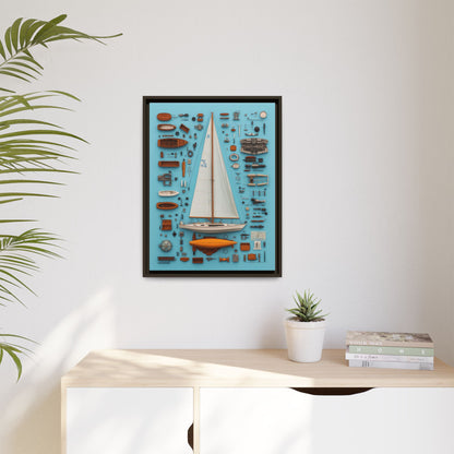 Sailboat White Framed Canvas