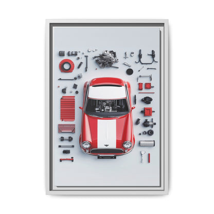 Mini Cooper Mod Framed Canvas