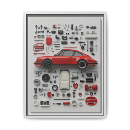 Red Classic Porsche Framed Canvas