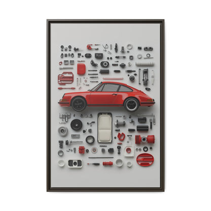 Red Classic Porsche Framed Canvas