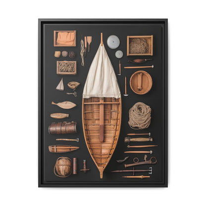 Wood Boat Framed Canvas