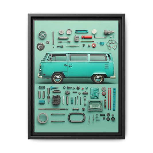 Blue Classic Van Framed Canvas