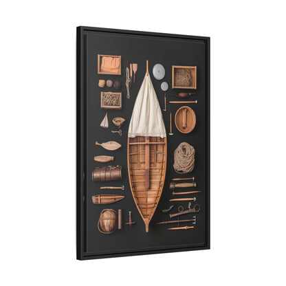 Wood Boat Framed Canvas
