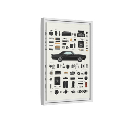 Black Mustang Framed Canvas