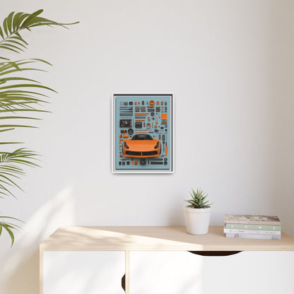Orange Ferrari Framed Canvas