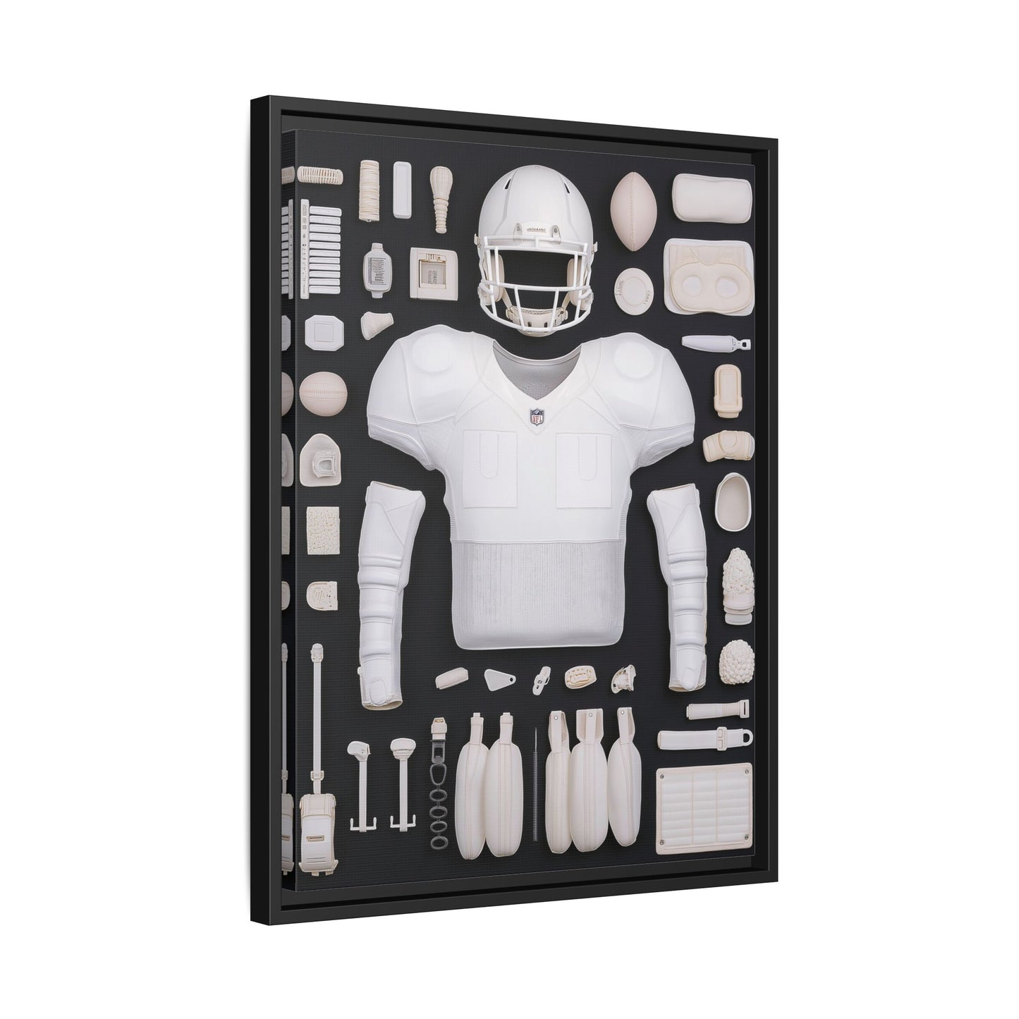 American Football Black Framed Canvas