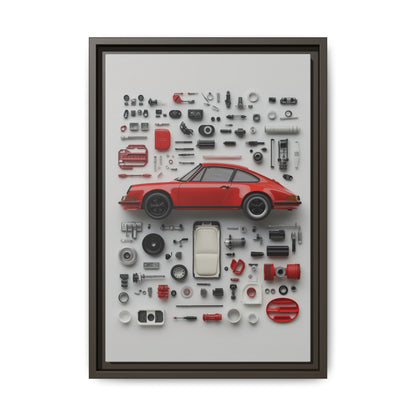 Red Classic Porsche Framed Canvas