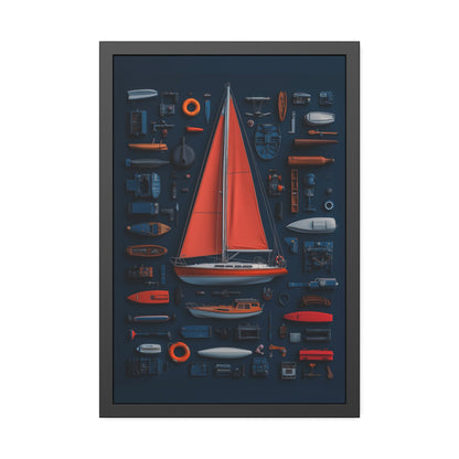 Sailboat Red Framed Poster US