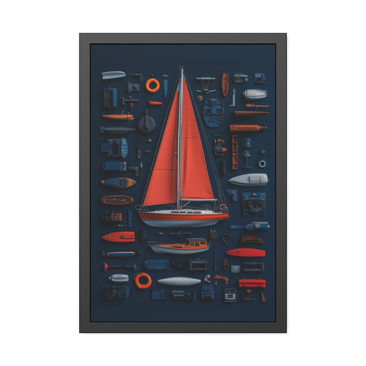 Sailboat Red Framed Poster US