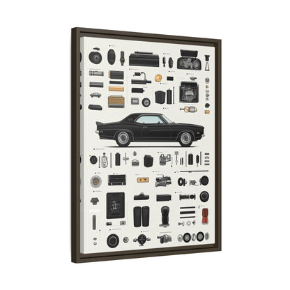 Black Mustang Framed Canvas