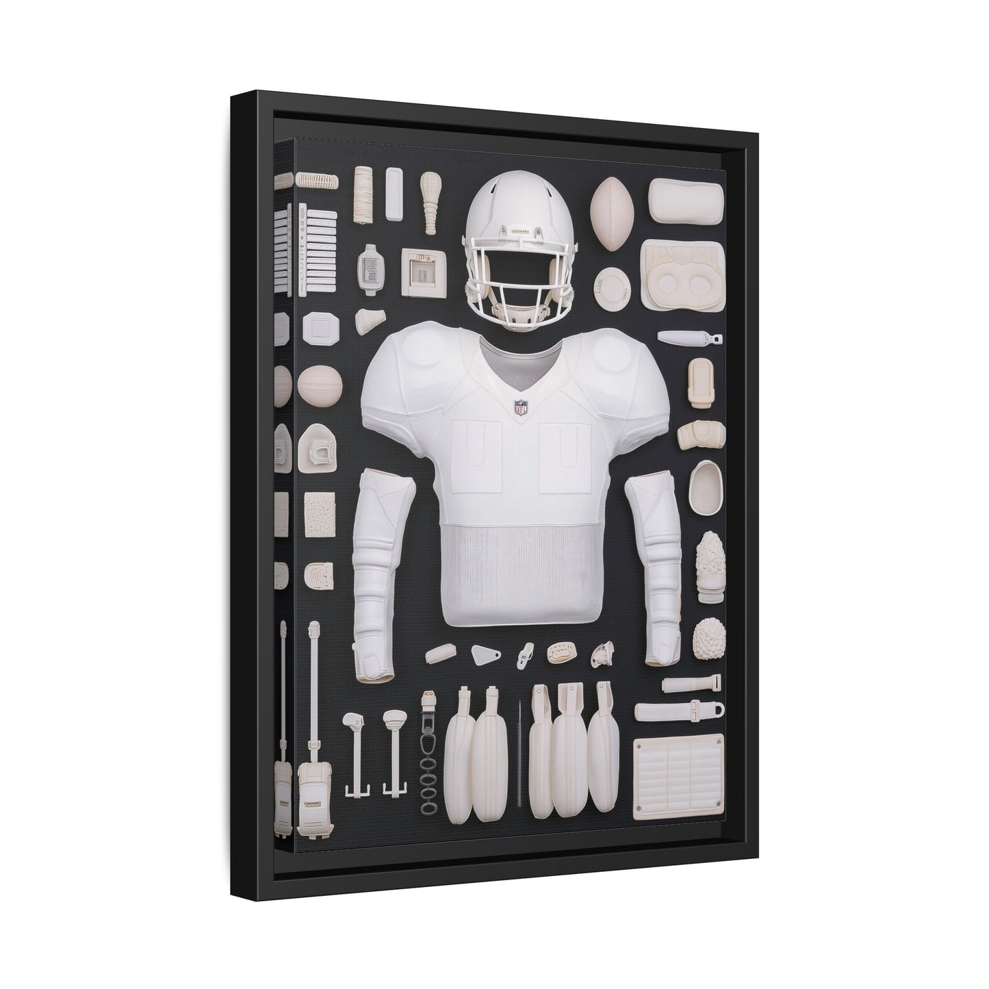 American Football Black Framed Canvas