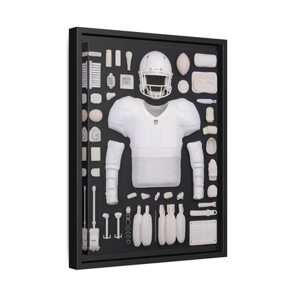 American Football Black Framed Canvas