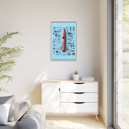 Pink Rocket Framed Canvas