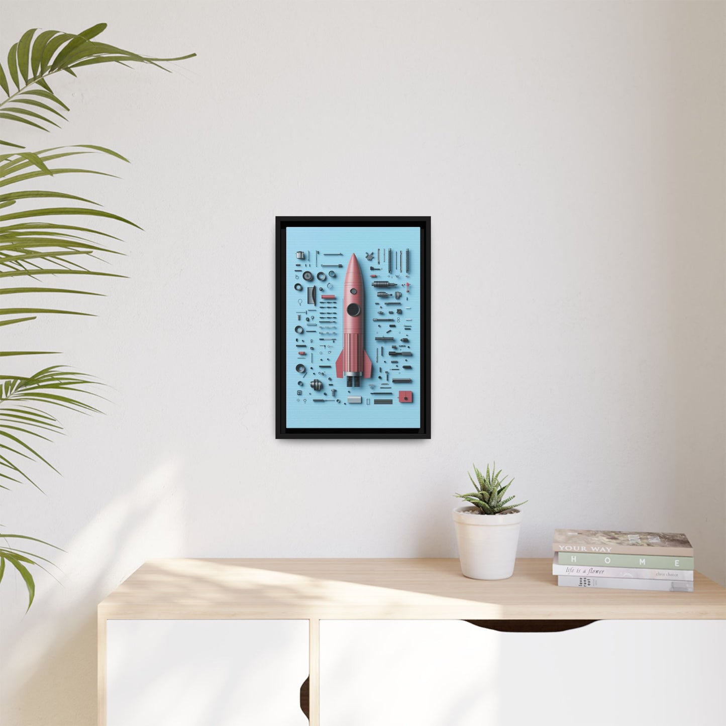 Pink Rocket Framed Canvas