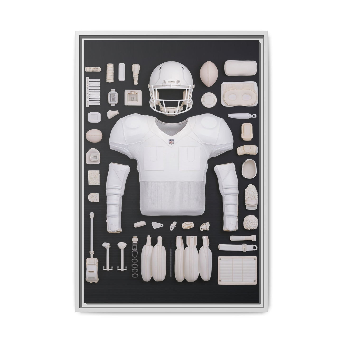American Football Black Framed Canvas