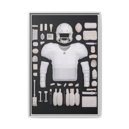 American Football Black Framed Canvas