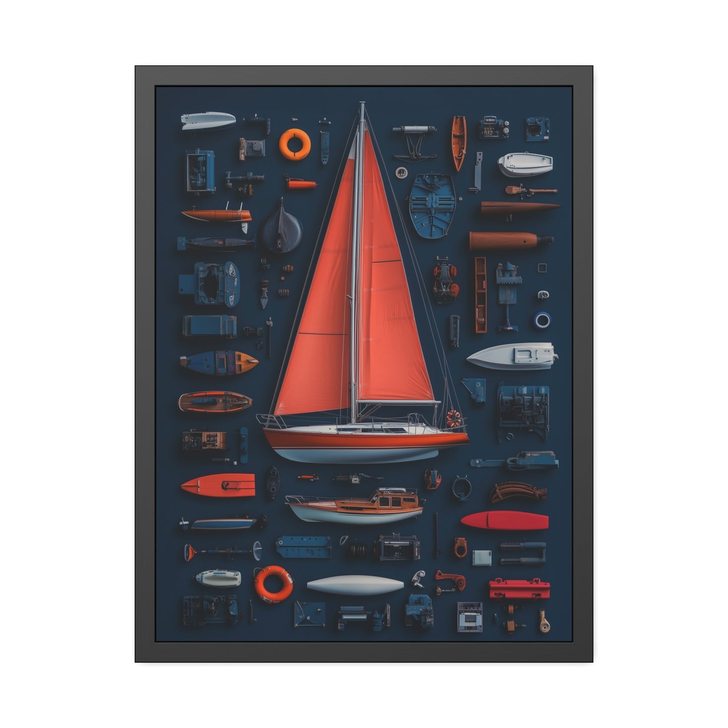 Sailboat Red Framed Poster US