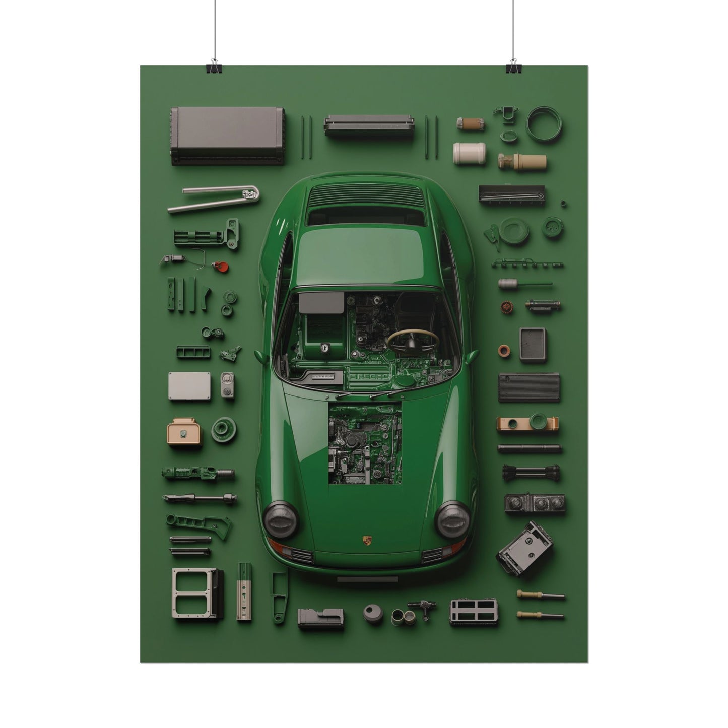 Green Classic Porsche Rolled Poster