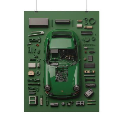 Green Classic Porsche Rolled Poster