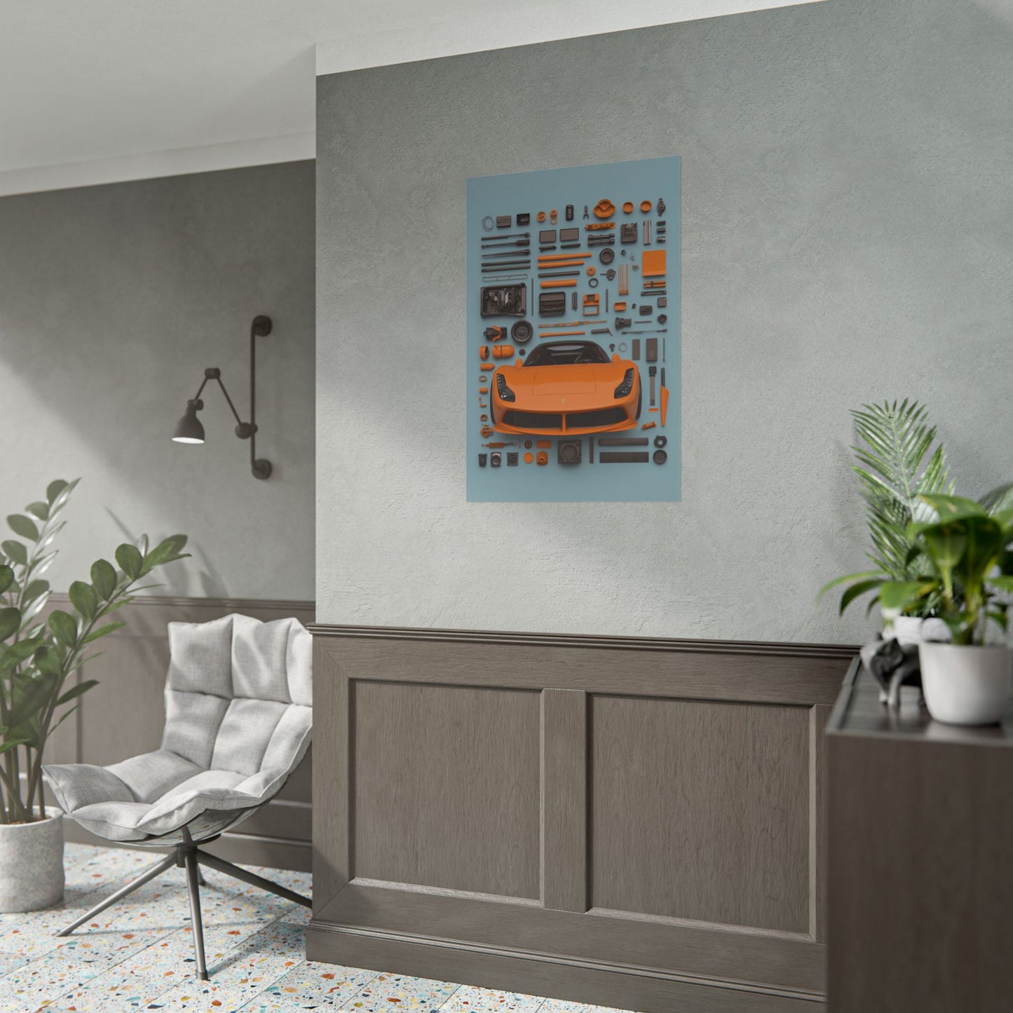 Orange Ferrari Rolled Poster