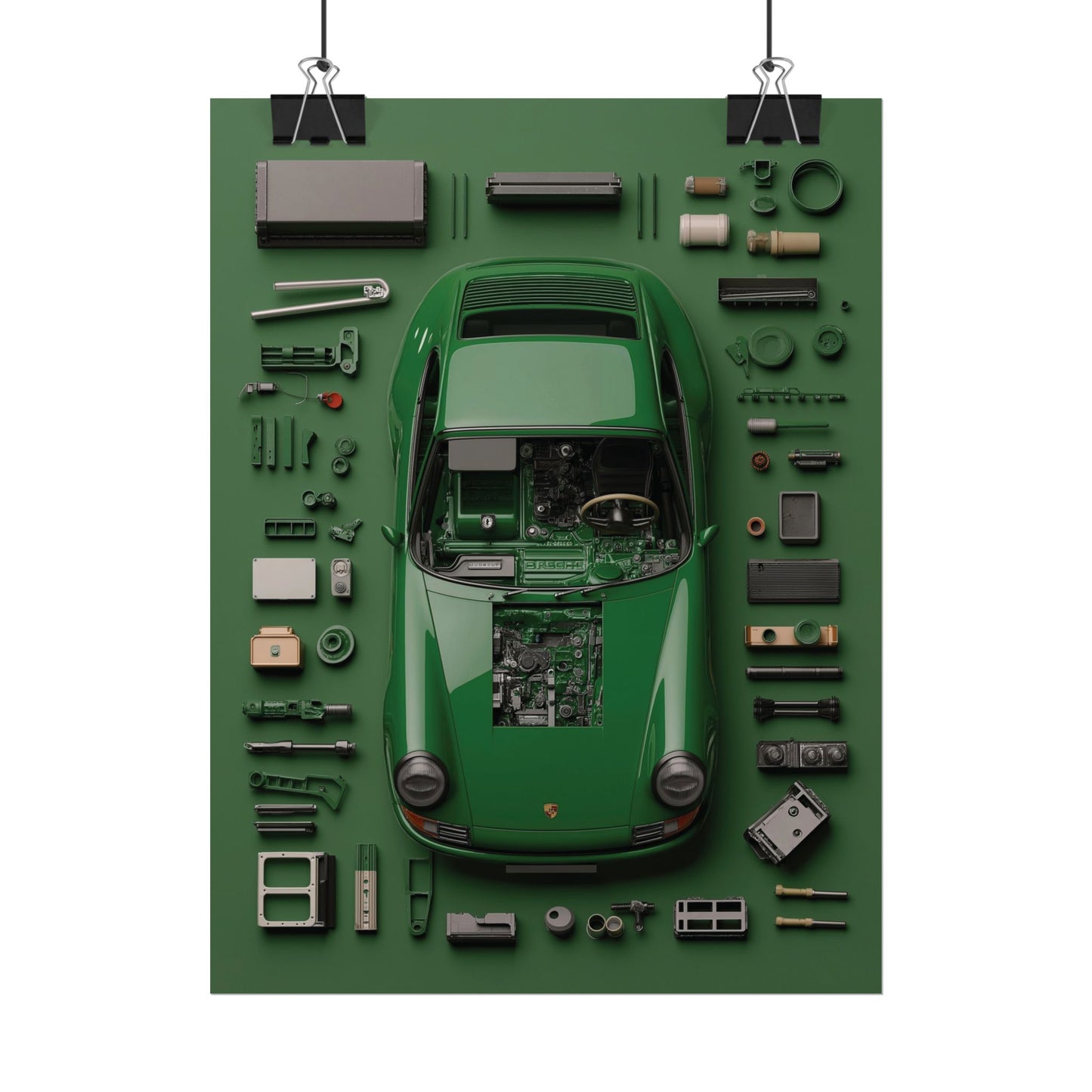 Green Classic Porsche Rolled Poster