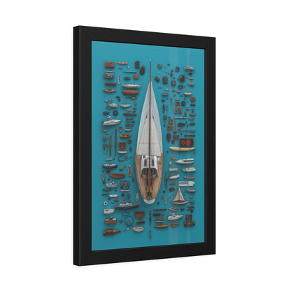 Sailboat Blue Framed Poster US