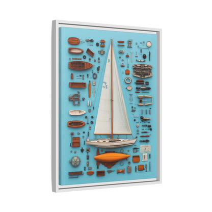 Sailboat White Framed Canvas