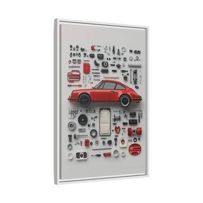 Red Classic Porsche Framed Canvas