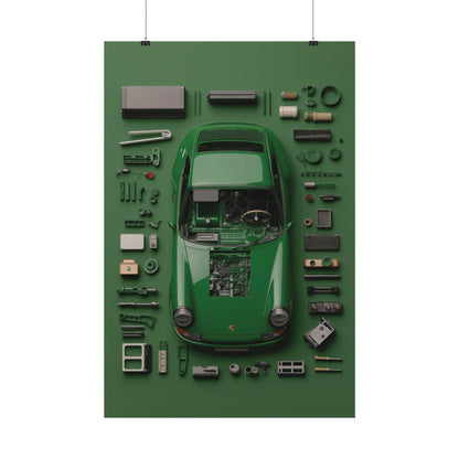 Green Classic Porsche Rolled Poster