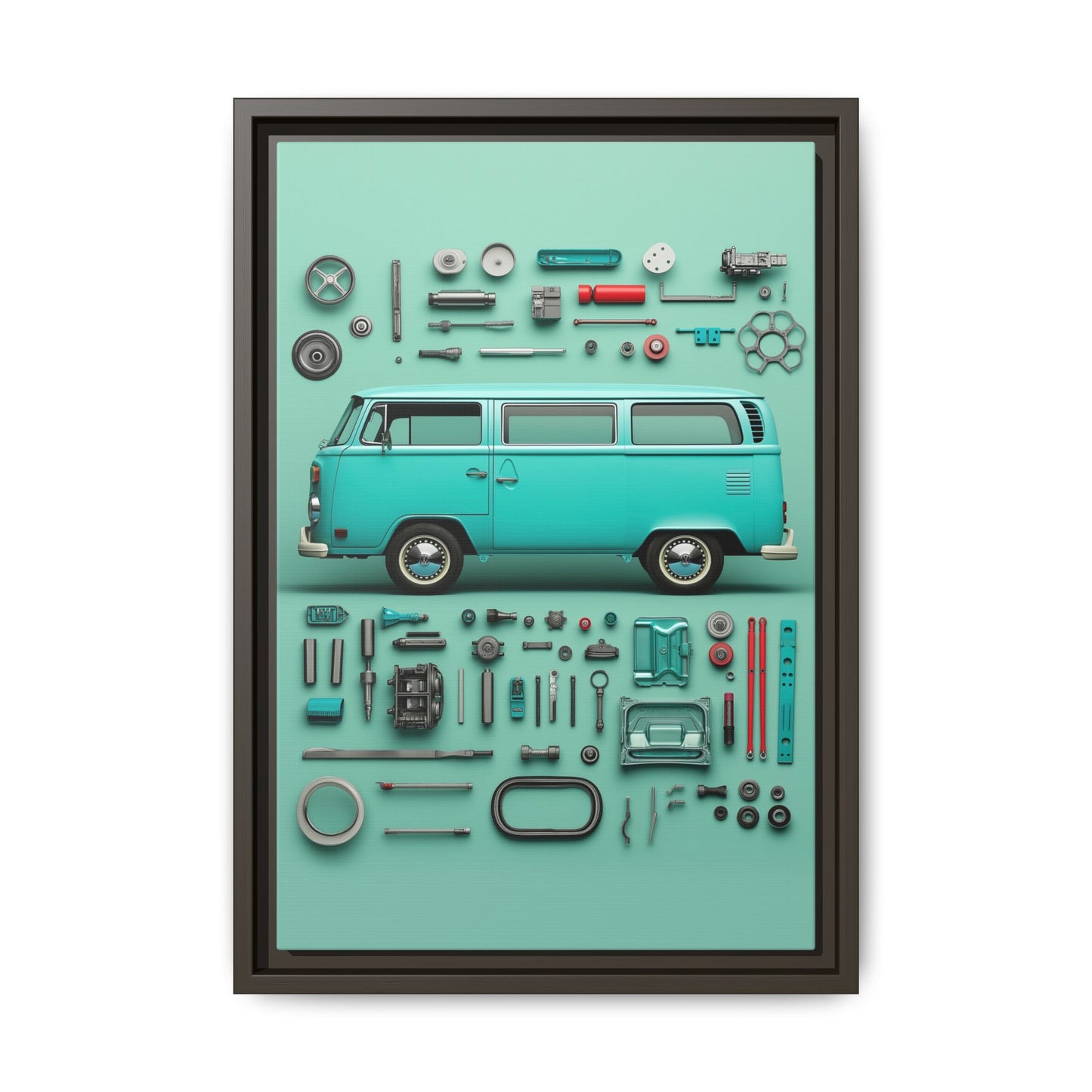 Blue Classic Van Framed Canvas