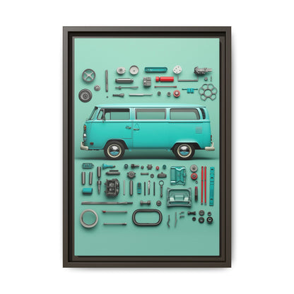 Blue Classic Van Framed Canvas