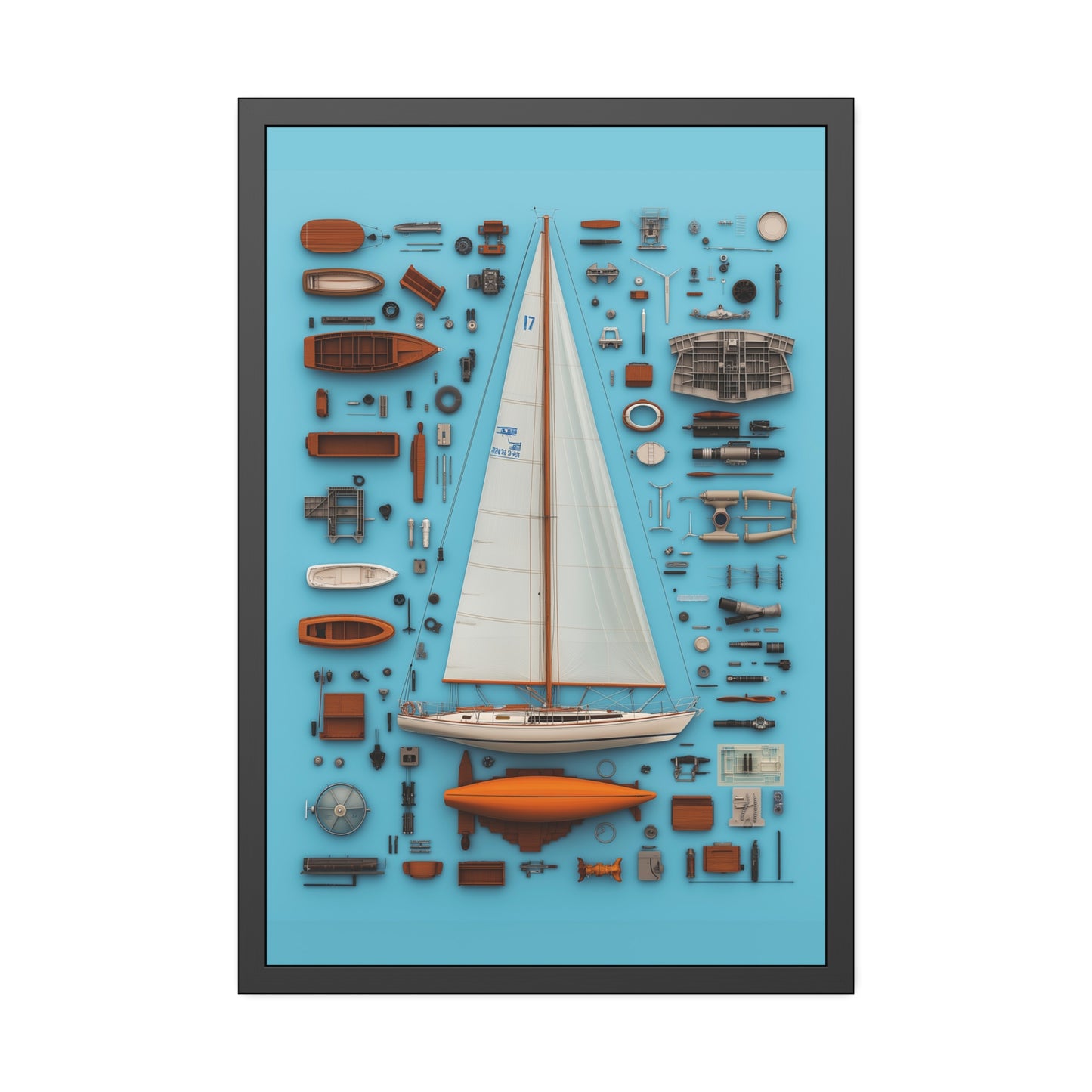 Sailboat White Framed Poster US