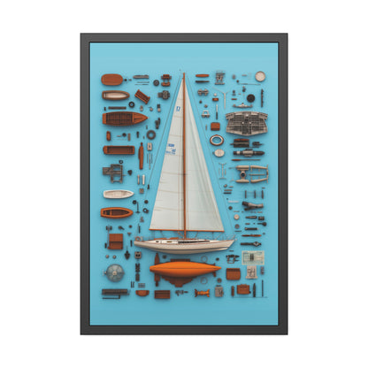 Sailboat White Framed Poster US