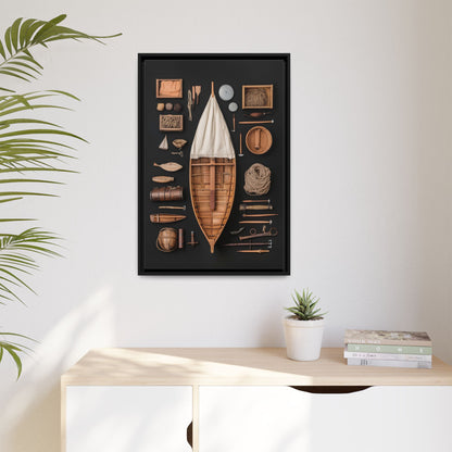 Wood Boat Framed Canvas