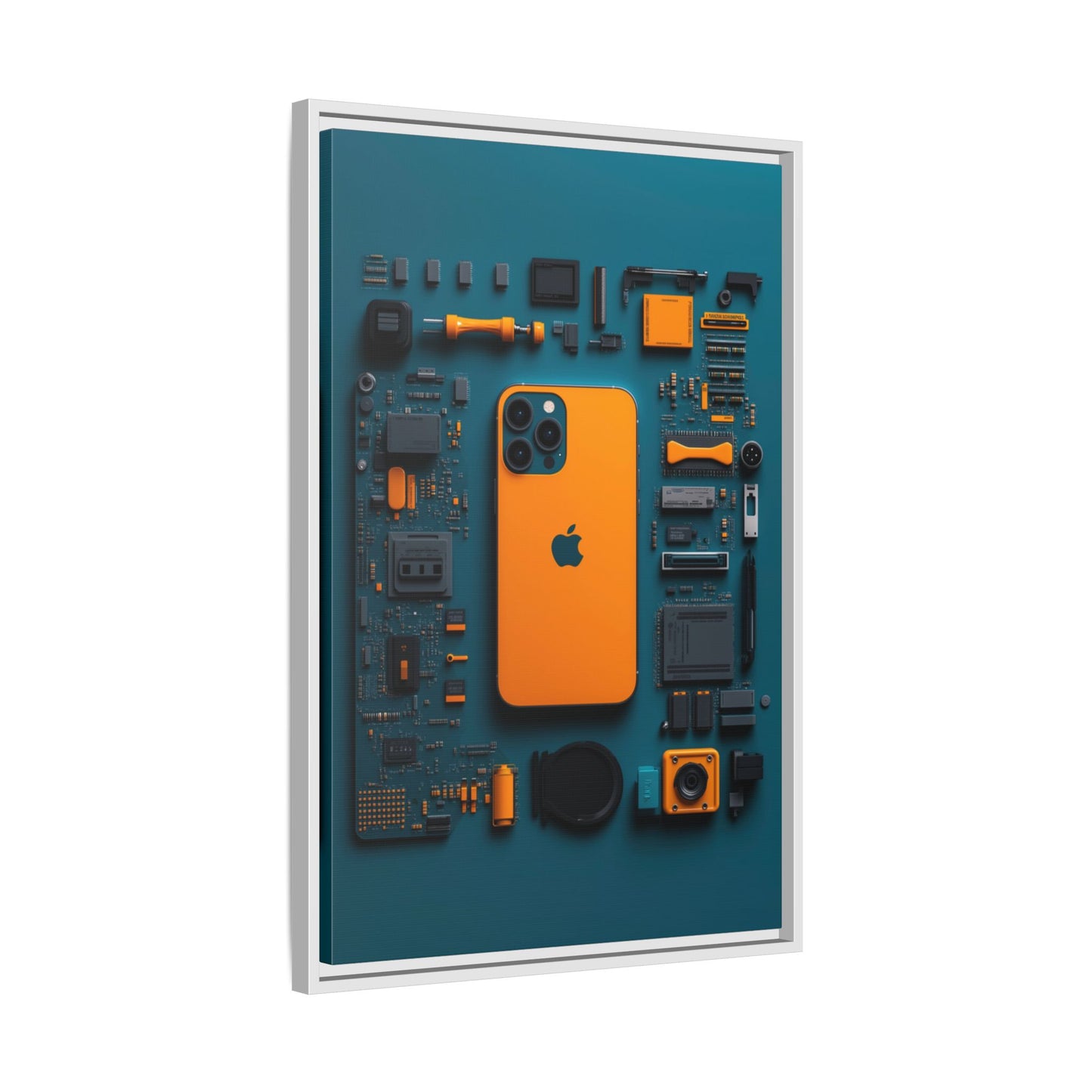 IPhone Orange Framed Canvas