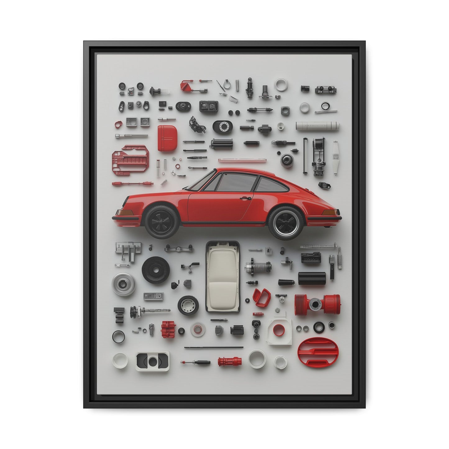Red Classic Porsche Framed Canvas